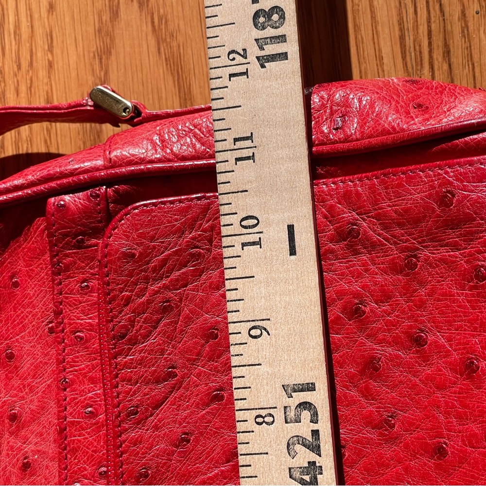 Vintage Rare Gucci Red Ostrich Leather Messanger Purse Shoulder Bag - Picture 12 of 15